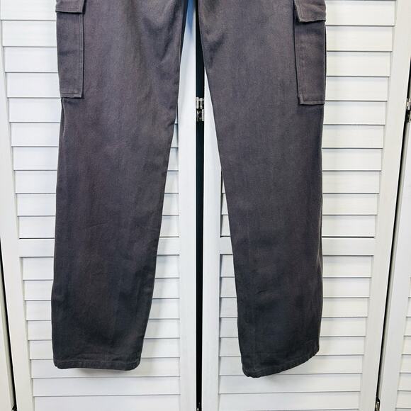 White Fox Someone To You Cargo Pants Charcoal Cotton Twill Flap Pockets Size M - Picture 7 of 10